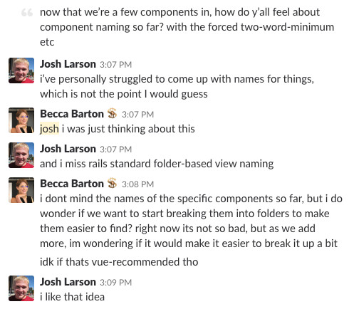Becca and Josh discussing file organization